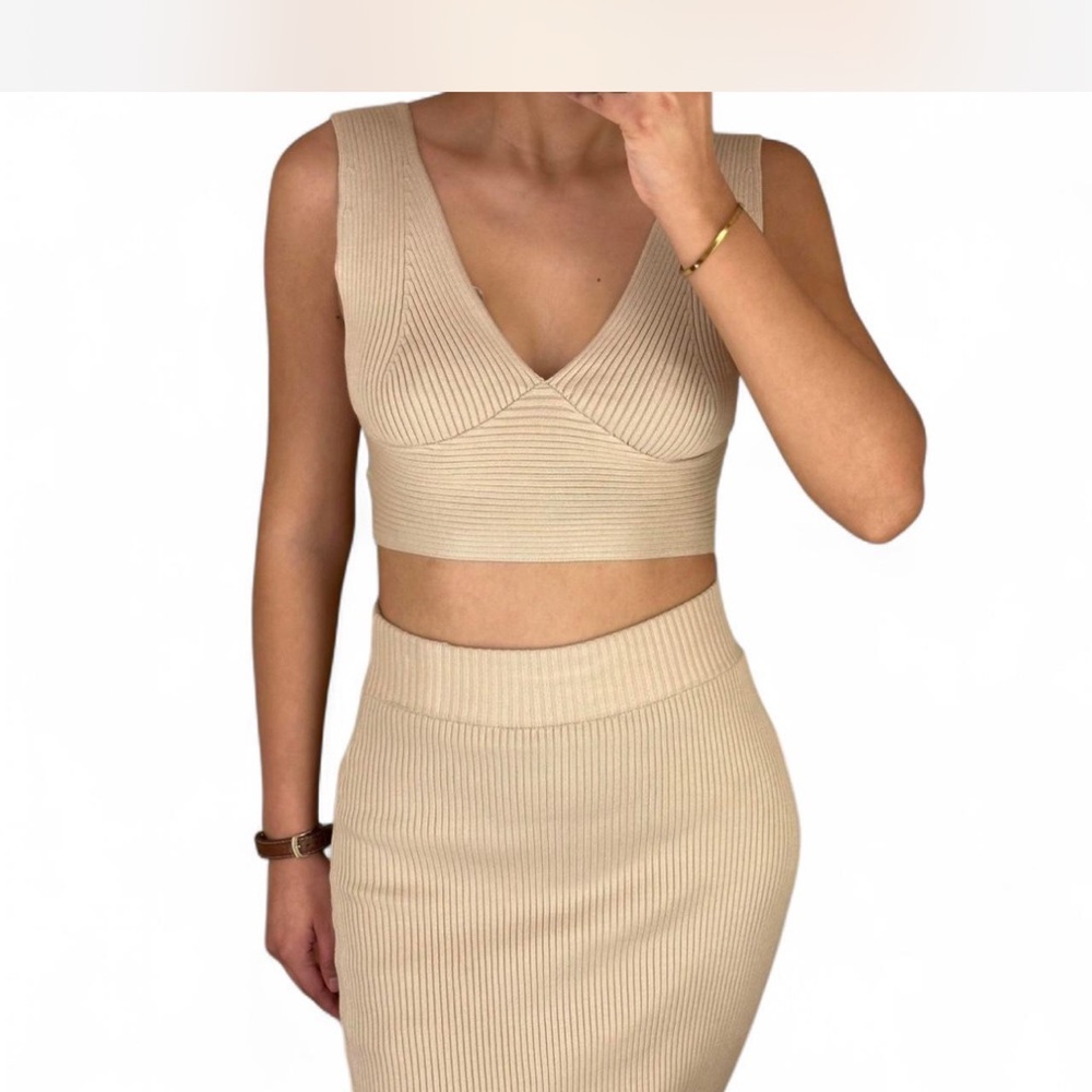 Sincerely Jules Cream Ribbed Knit Set